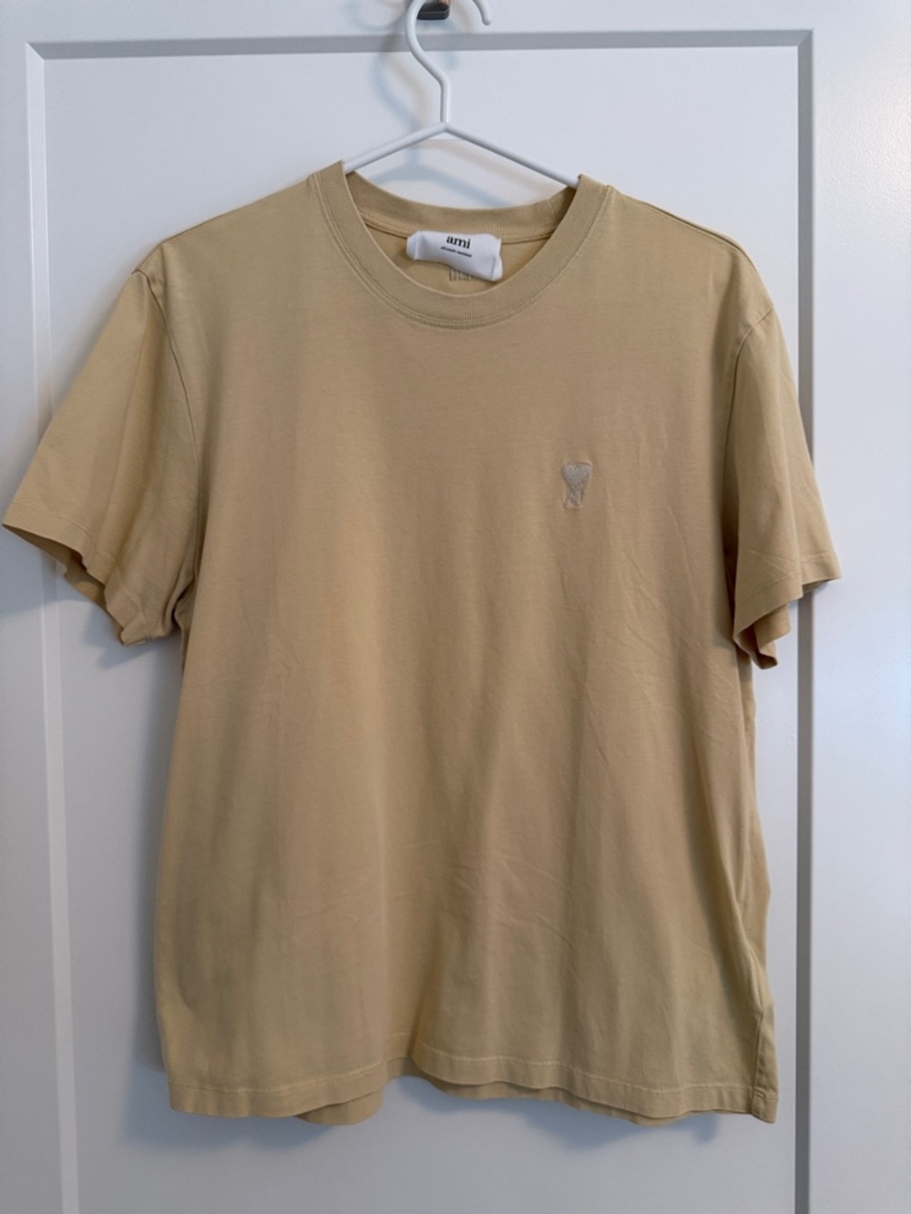 ami Sand Beige Crewneck Short Sleeve T-Shirt